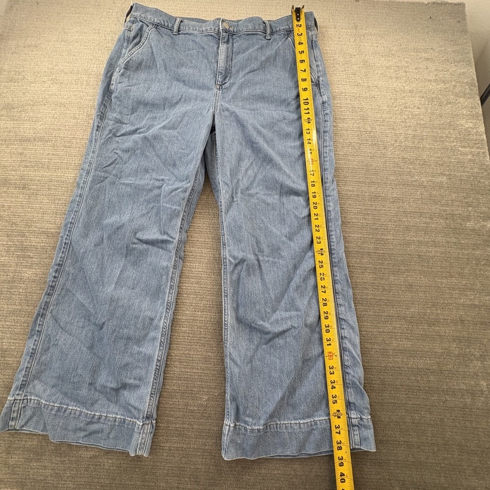 J Crew Denim Trouser Jean Womens 33P Blue Wide Leg Casual Stretch - Picture 8 of 11